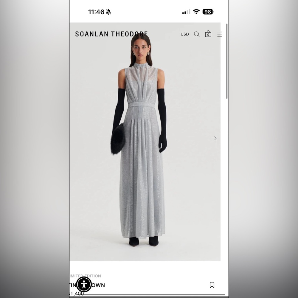Scanlan Theodore Silver Tinsel Dress